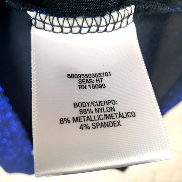 SIMPY STYLED Metallic Short Sleeve Blouse Blue Size L - Picture 8 of 10